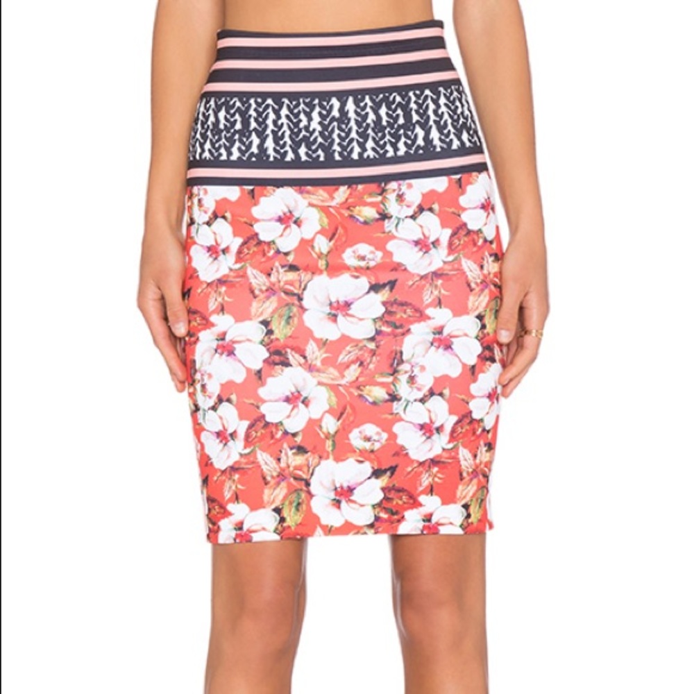 Clover Canyon Knee Length floral Pencil Skirt